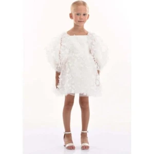 Flower Girl Dress-Tulleen White mariposa butterfly tulle dress Size 5/6 - Picture 1 of 7