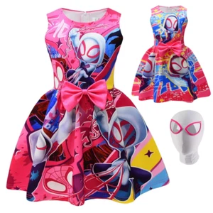 Kid Girls Spider Ghost Gwen Stacy Cosplay Halloween Costume Party Fancy Dress Up - Picture 1 of 23