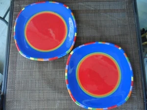 2 Dansk Caribe Antigua Striped Square Salad Plates - Picture 1 of 3