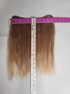 Estensioni capelli umani 14 pollici legate a mano biondo sporco medio 6 tracce ottime condizioni - Foto 1 di 10