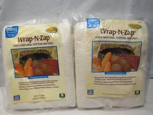 2 Pellon Wrap-N-Zap Quilting Batting, off-White 45" x 36" Precut Package R87K - Picture 1 of 6