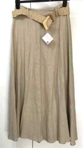 ZARA FALDA CAPA MIDI MEZCLA LINO CON CINTURÓN ~ Beige claro | 7969/039 ~ M - Imagen 1 de 11