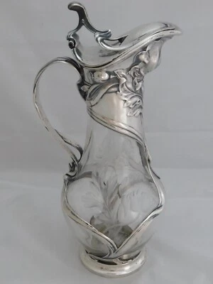 KARAFFE - WEINKARAFFE  SILBER 800-ER DEUTSCH UM 1900 - Bild 1 von 4