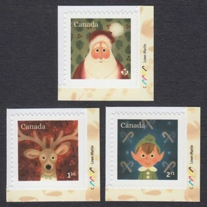 CHRISTMAS = SANTA, DEER, ELF = Set of 3 w/ CANDY CANE Colour ID MNH Canada 2021 - Picture 1 of 1