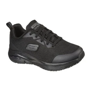 Skechers Women's Slip Resistant Arch Fit Trainers Black Lace Up Shoes - Size 38 - Picture 1 of 5