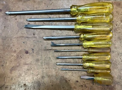 Proto Professional & Proto • Set Of 10 Screwdrivers • 4 Phillips / 6 Slot • USA - Image 1 of 4