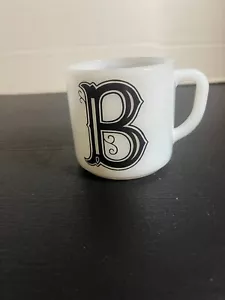 Vintage Federal Milk Glass Monogrammed Initial "B" Coffee Cup Mug USA D Handle - Picture 1 of 6