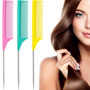  Rat Tail Comb Steel Pin Rat Tail Carbon Fiber Heat Resistant Teasing Combs 1 Pk - Picture 1 of 23