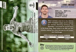 2022 Topps Stadium Club Chrome UCL Lionel Messi #30 Negative Refractor /299 - Picture 1 of 3