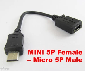 1pc Mini 5pin USB Female to Micro 5pin Male Plug USB Adapter Cable - Zdjęcie 1 z 7
