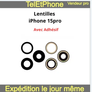 Lentille iphone 15pro 15 Pro Vitre Verre Caméra Arrière Adhésif Neuf - Bild 1 von 12