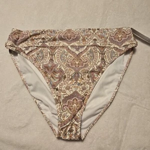 Freshwater Womens New Purple Paisley Banded High Leg Swim Bottoms Size XL 16/18 - Picture 1 of 7