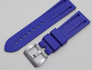 GENUINO OFFICINE PANERAI LUMINOR Reloj Correa Goma Banda Azul 22mm 24mm 26mm - Imagen 1 de 10