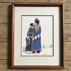 Virginia A Stroud Native American Art Print 1984 New Beginnings Framed & Matted - Picture 1 of 7