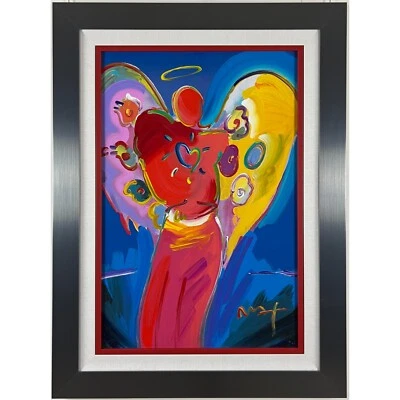 "Red Angel with Heart" 作者 Peter Max 混合媒体纸上" — 第 1/4 张图片