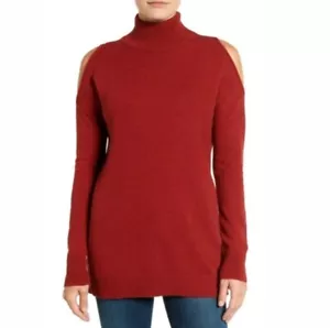 Halogen Nordstrom Cold Shoulder Turtleneck Long Sleeve Sweater Alpaca Wool sz.XS - Picture 1 of 8