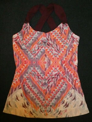 prAna women's multi-colored triangle print stretch sports bra top Sz S - Image 1 of 3