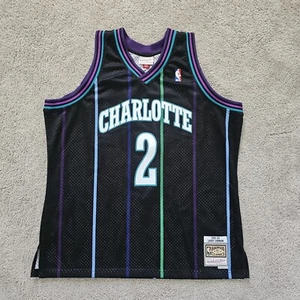 Mitchell & Ness Charlotte Hornets Larry Johnson #2 Jersey Reload 2.0 Black 2XL - Picture 1 of 7