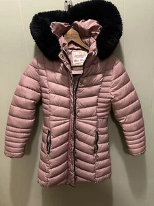 Miss Magic Kids Sherpa Lined Puffer Hooded Chore Outside Coat Jacket Sz 8 Pink - Picture 1 of 8