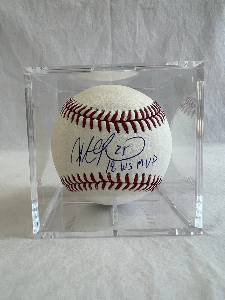 Steve Pearce Toronto Blue Jays Signed Autograph 2018 WS MVP Baseball PSA COA - Image 1 of 4