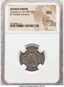 Claudius II NGC MS 268-270 Roman Empire Bi Double Denarius, SERAPIS on REVERSE - Picture 1 of 3