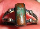 ANTIQUE NAVAJO UNUSUAL RECTANGULAR TURQUOISE STERLING SILVER RING SIZE 6 vafo