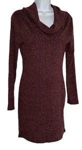 charlotte russe Kleid Rippstrick Wasserfallausschnitt LS GR M Freizeit Ausgehen - Bild 1 von 11