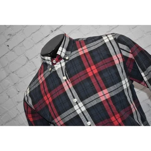 J Crew Dress Shirt Button Up Mens Size Large Blue Red Plaids Cotton - Picture 1 of 7