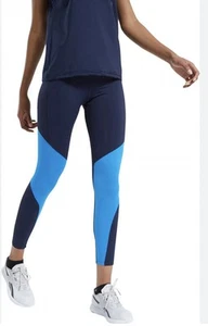 Leggings de compresión Reebok Lux 2.0 audaces azul marino y cielo, talla L, nuevos con etiquetas - Imagen 1 de 17