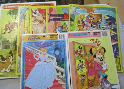 7 bandejas vintage doradas + Walt Disney para niños rompecabezas Mickey, Fox & Hound Foto 1 de 4