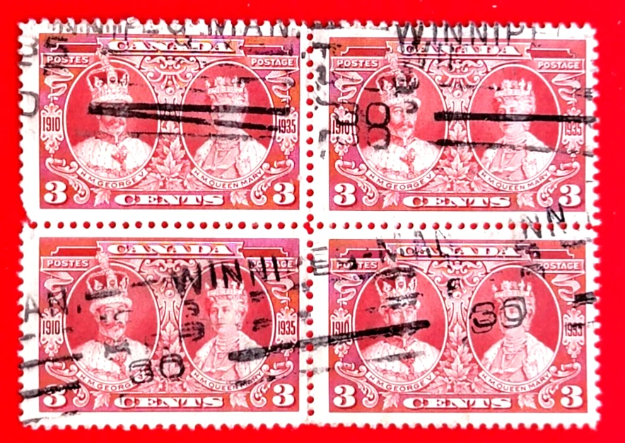 Estampilla de Canadá #213 "Rey Jorge y Reina María" Bloque Usado Foto 1 de 1