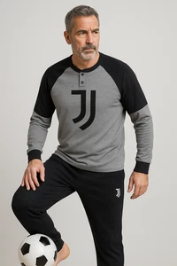 PIGIAMA COTONE UOMO RAGAZZO SERAFINO POLSINI STAMPA LOGO JUVENTUS ART. JU14123 - Imagen 1 de 6