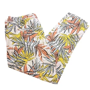 Serra Linen Blend Tropical Print Pants Elastic Waist Lightweight XL - Picture 1 of 4