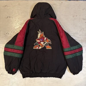 Vintage 90s NHL Starter Phoenix Coyotes Full Zip Hooded Hockey Jacket Sz Medium - Bild 1 von 24