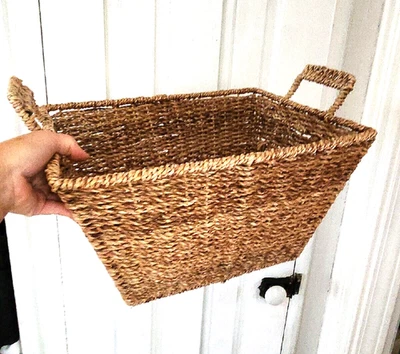 Vintage Woven Wicker Storage Basket Cottage Core 16 x 12 x 10 w/Sturdy Handles - Image 1 of 4