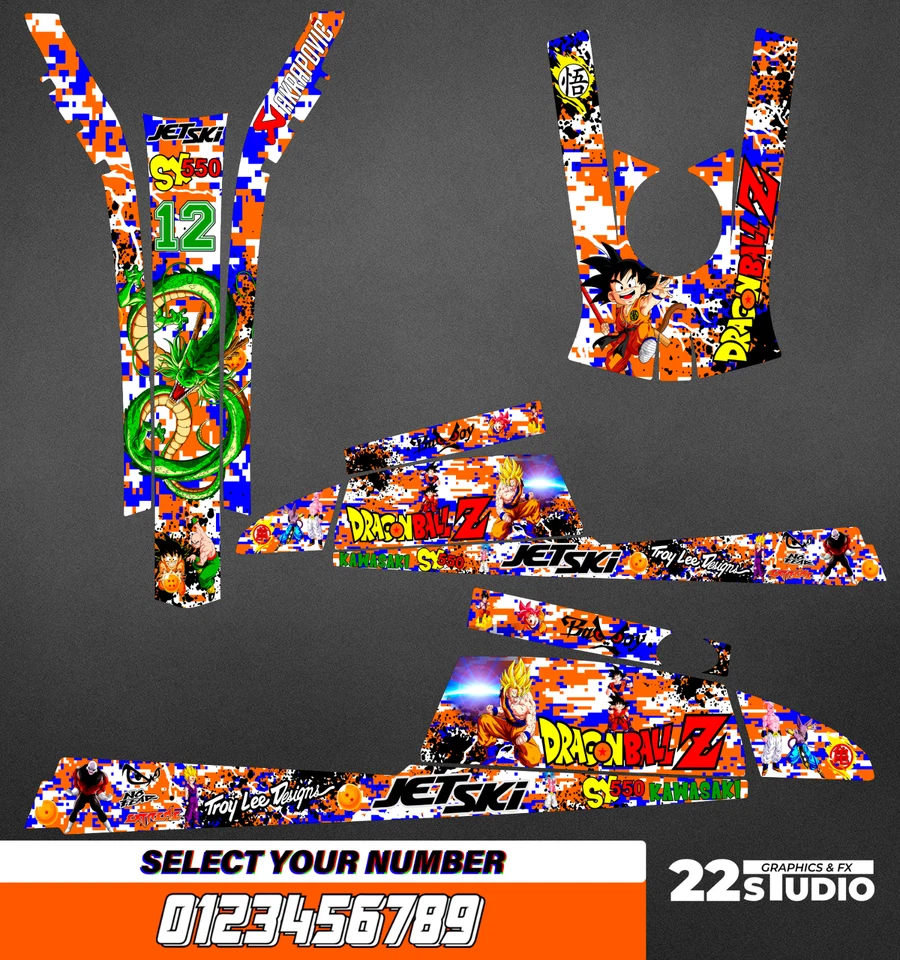 Kawasaki jet ski 440 550 SX decal graphics sticker wrap full kit 1982-1995 - Image 1 of 1
