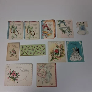 Vintage 50er Jahre Mini Hochzeitskarten Lot 11 romantische Mid Century Ephemera USA - Bild 1 von 16