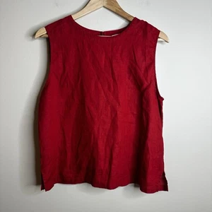 Canotta Eileen Fisher rossa in lino biologico taglia media boxy tranquilla lusso estate - Foto 1 di 11