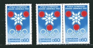 FRANCIA 1967, SPORT: OLIMPIADI INVERNALI DI GRENOBLE, SCOTT 1176 x 3, MNH - Foto 1 di 1