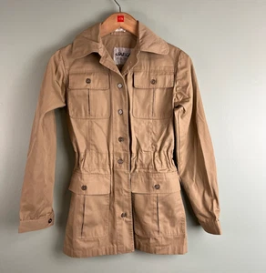 Jaeger Women's Tan Beige Utility Trench Size 9 Coat Made in Italy Cinch Waist - Picture 1 of 7
