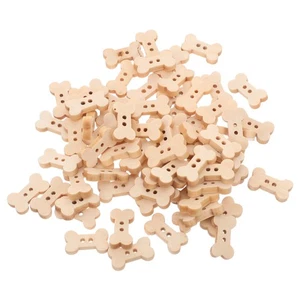 200 Pcs Wooden Small Bone Buttons Bone-shaped for Handmade Crafts - Picture 1 of 24