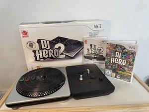 DJ Hero 2 Turntable Bundle Nintendo Wii + DJ Hero 1 & 2 Games Boxed Complete - Picture 1 of 7