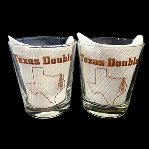 2 Vtg Houston Intercontinental Airport Glasses Texas Double Old Fashioned Rocks - Picture 1 of 4