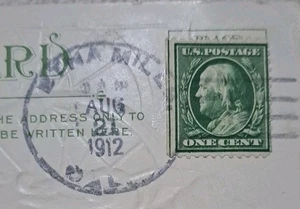 Estampilla postal de Estados Unidos Scott #331 Benjamin Franklin verde de un centavo usada postal de 1912 - Imagen 1 de 4