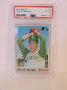 Tarjeta de béisbol 1970 Topps #331 Chuck Dobson PSA 2 buena - Imagen 1 de 2