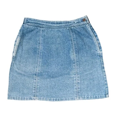 SK1 VTG 80s 90s Sasson Rodeo Denim A-Line Mini Skirt Union Made USA Size 12 Y2K - Image 1 of 4