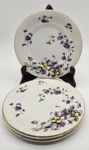4 Vintage MCM Norleans Meito Japan Adele Violett Muster Brot und Butter Teller - Bild 1 von 12