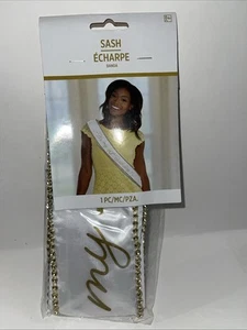 It's My 40th Birthday Sash White & Gold Sparkle New - Picture 1 of 3
