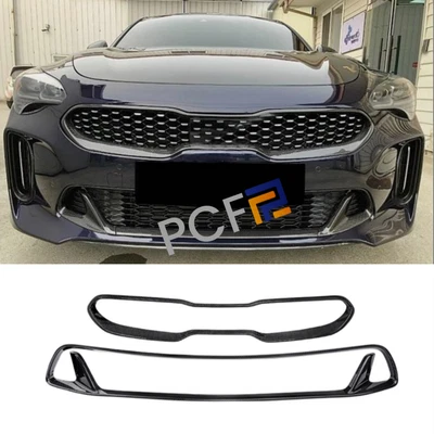 Parachoques delantero con aspecto de fibra de carbono, parrilla inferior superior, se adapta a Kia Stinger 2017-24 Foto 1 de 4