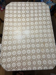Tovaglia vintage all'uncinetto misura grande 82x62 colore panna. Leggi. - Foto 1 di 4